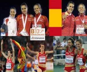 yapboz 1500 m, Hind Dehiba ve Natalia Rodriguez (2 ve 3) Avrupa Atletizm Şampiyonası&#039;nda Barcelona 2010 of Nuria Fernandez şampiyonu